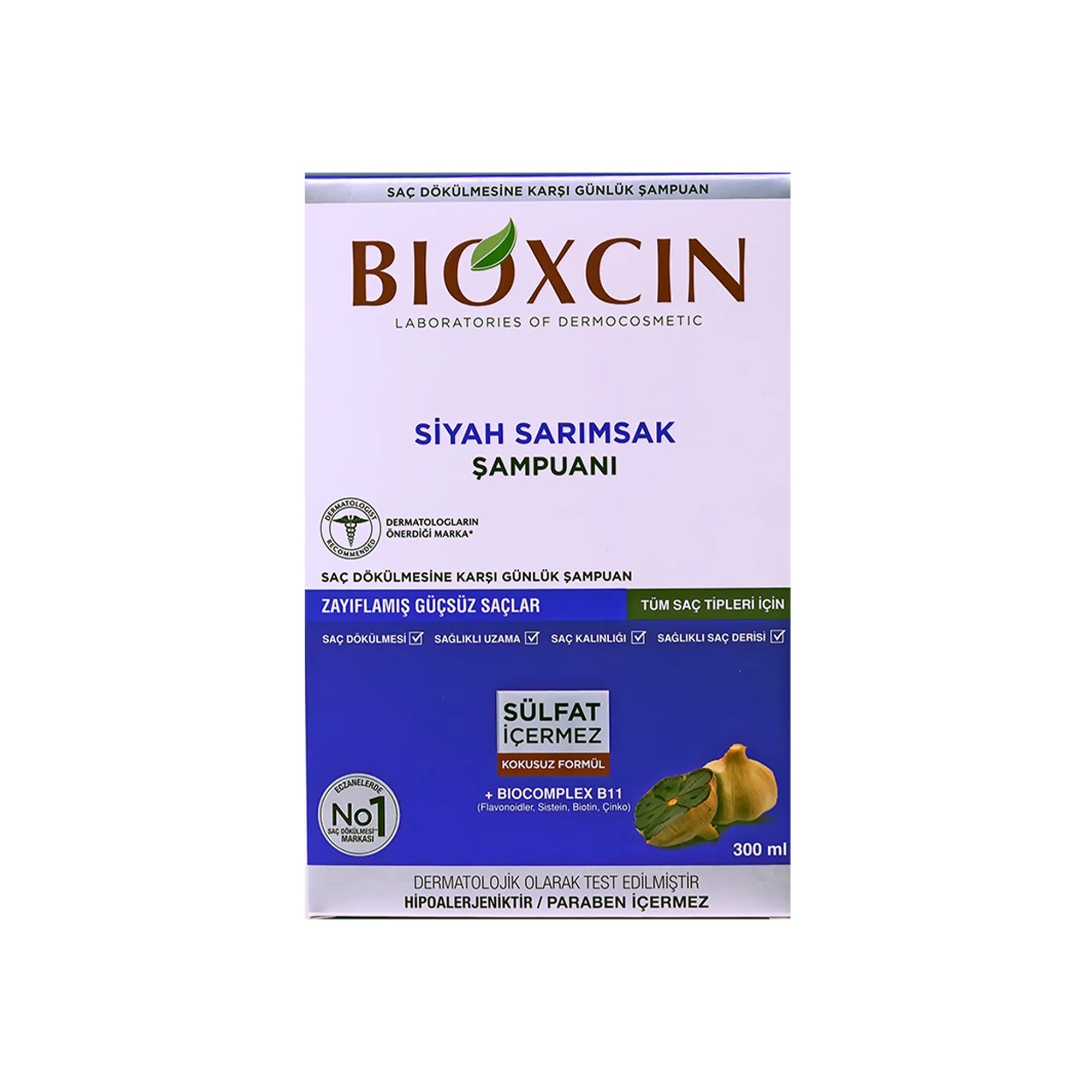 بيوكسين شامبو بالثوم الأسود لجميع انواع الشعر 300 مل 