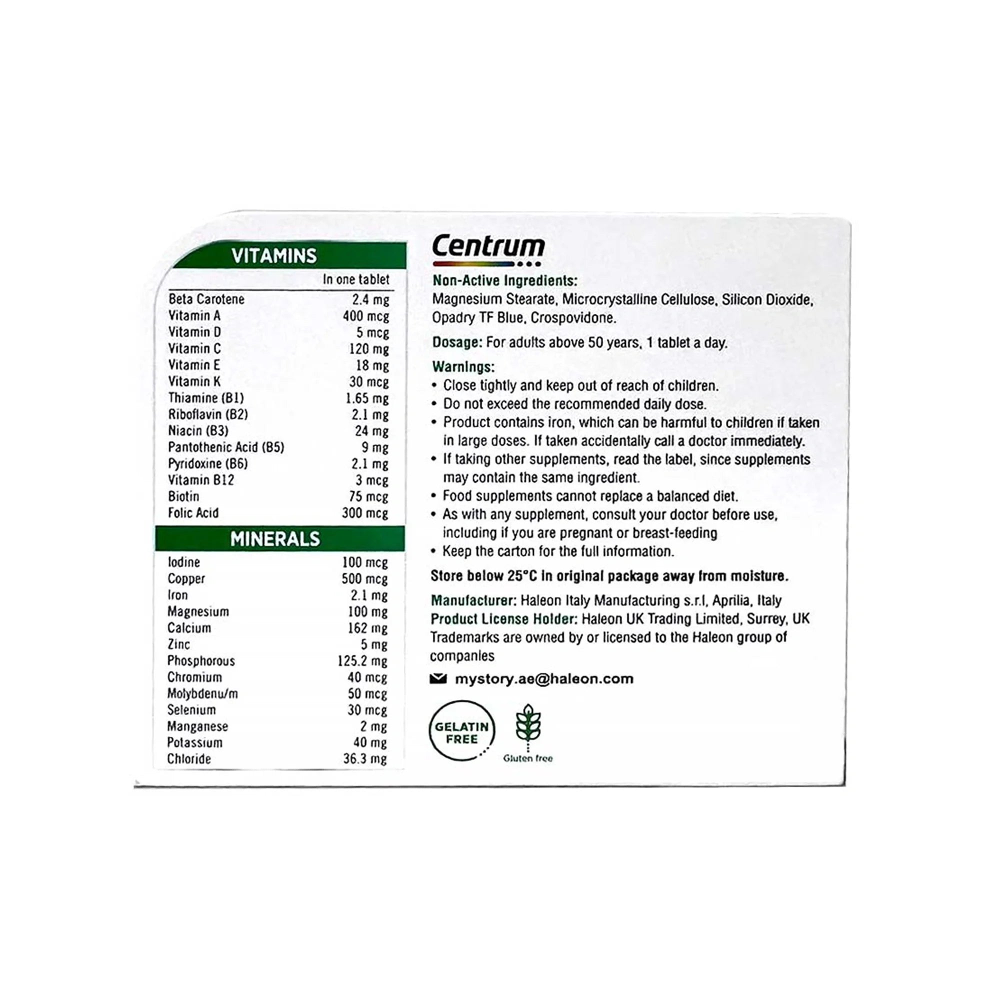 Centrum Silver adult +50 Tablets