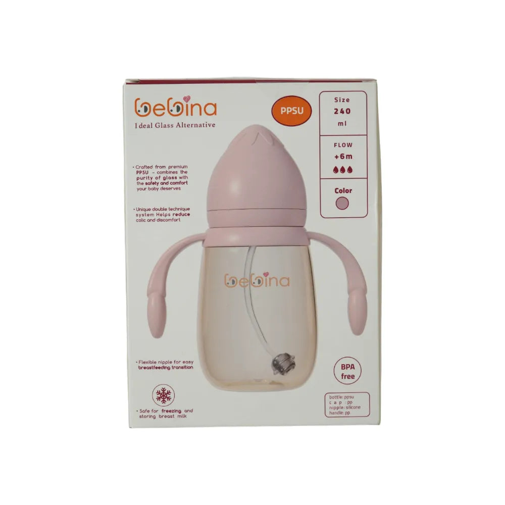 Bebina Baby Bottle - Light Pink - 240 ml+6 M