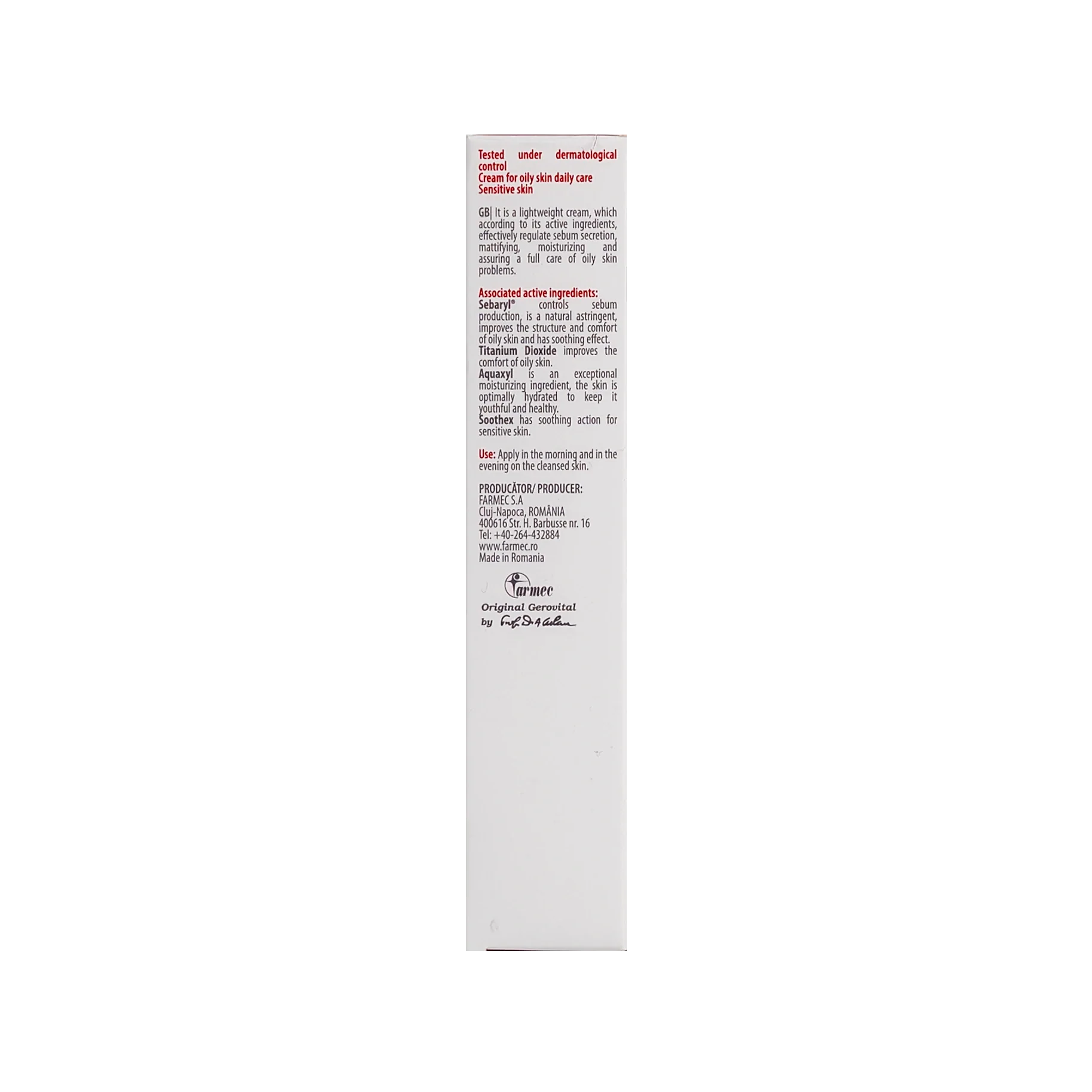 Gerovital H3 Derma Mattifying Moisturizing Emulsion Cream 50Ml