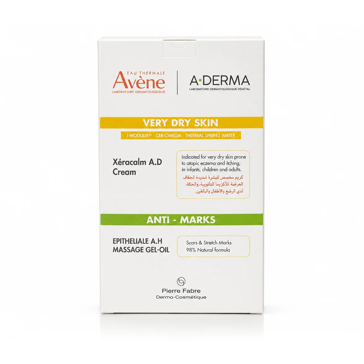Avene Xeracalm A.D Cream 200ml + A-Derma Epitheliale A.H 200ml Free