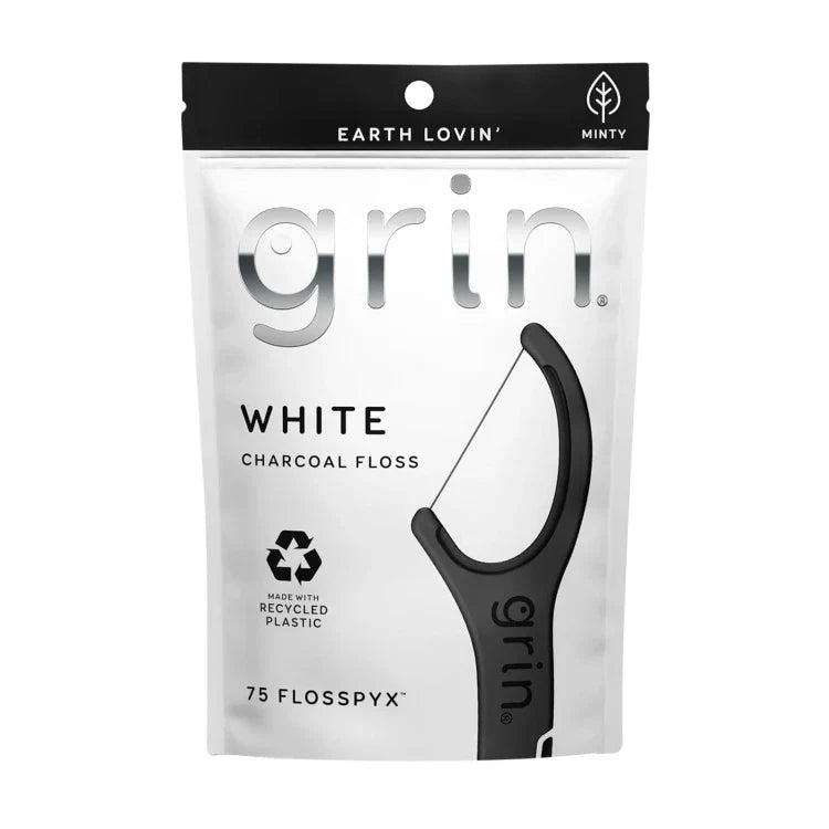 Grin White Charcoal Floss 75 Flosspyx
