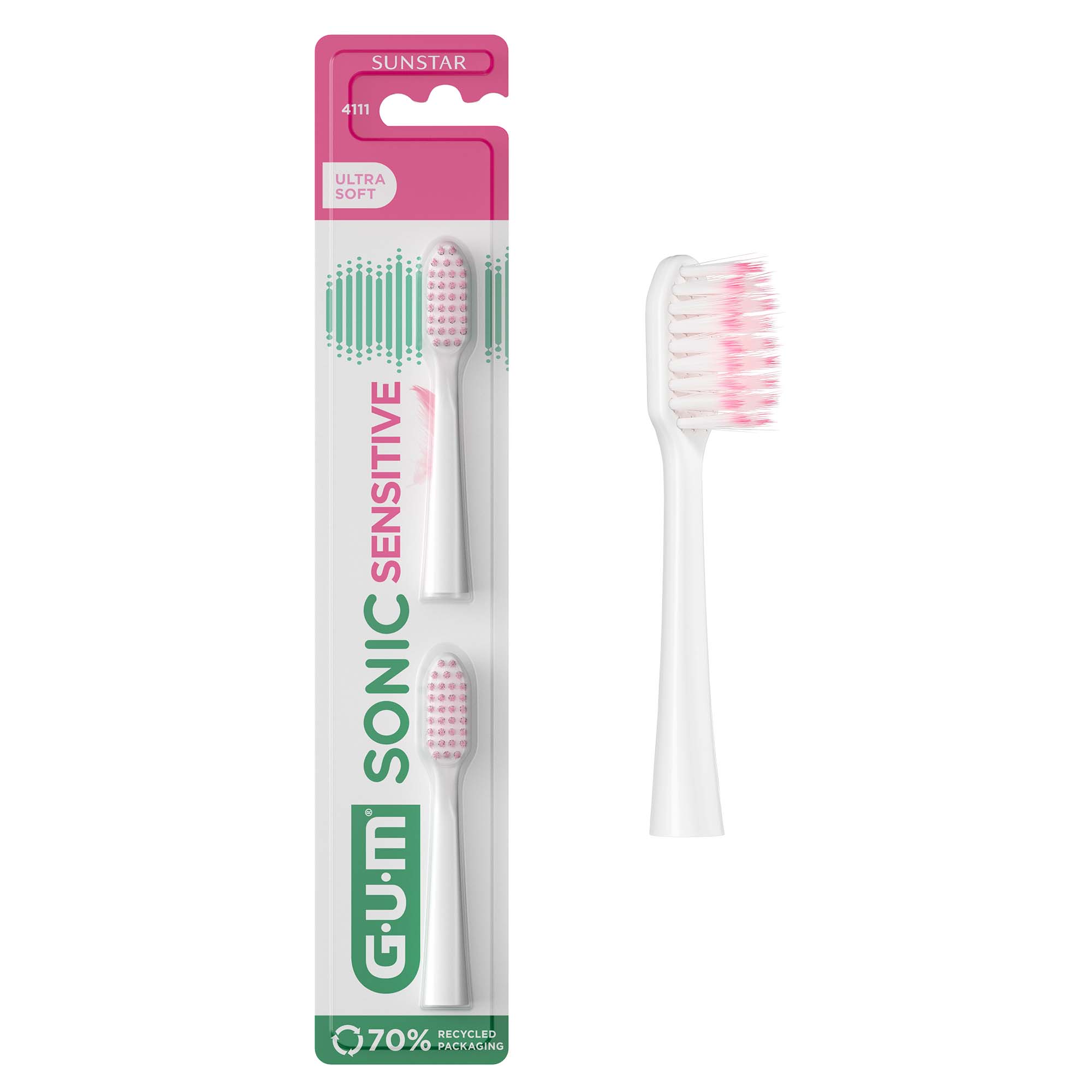 Butler Gum Sonic Sensitive Ultra Soft Toothbrush Refill Heads 2 Pcs