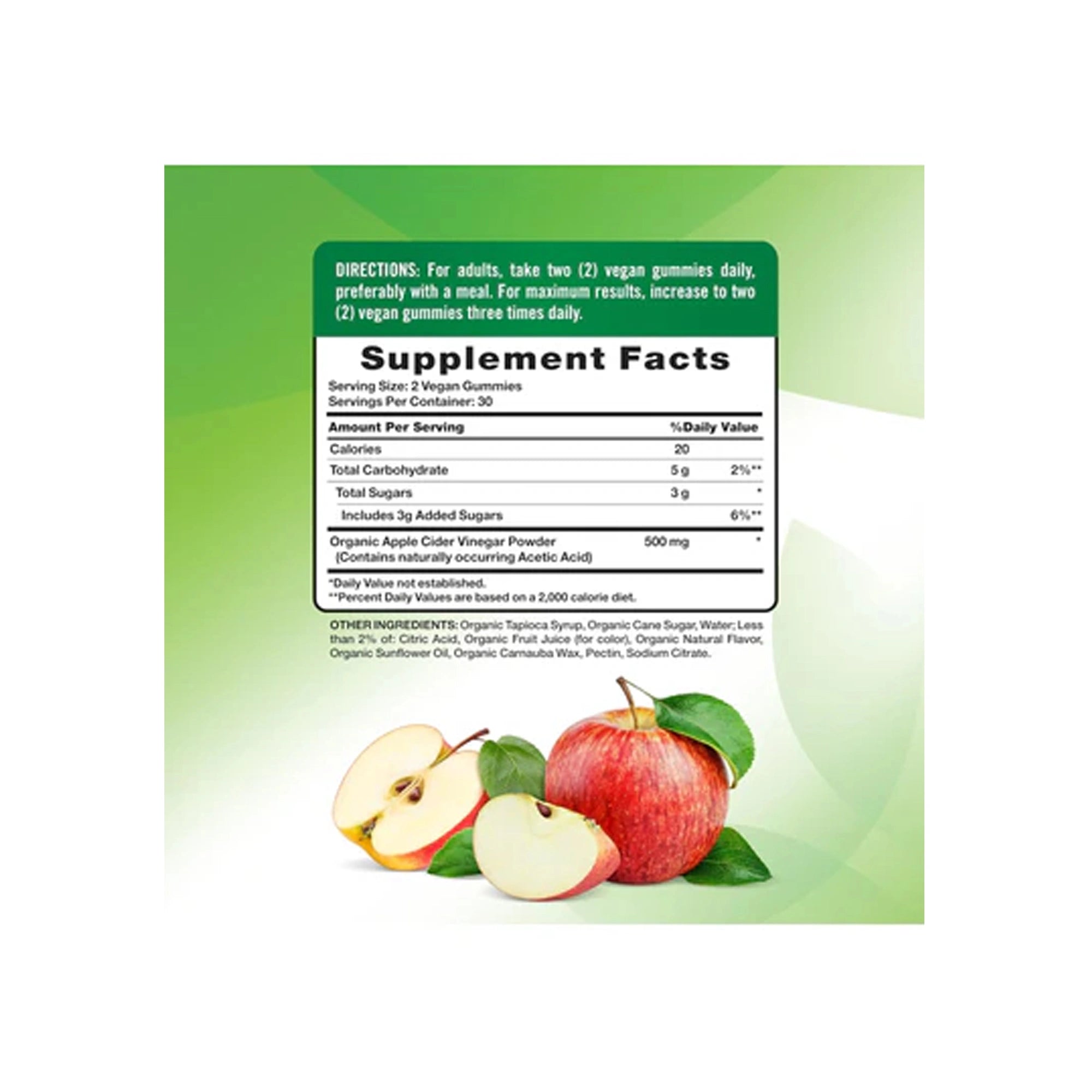 ناتشرز تروث خل التفاح حلوى نباتية بنكهة التفاح الطبيعية 60 قطعة