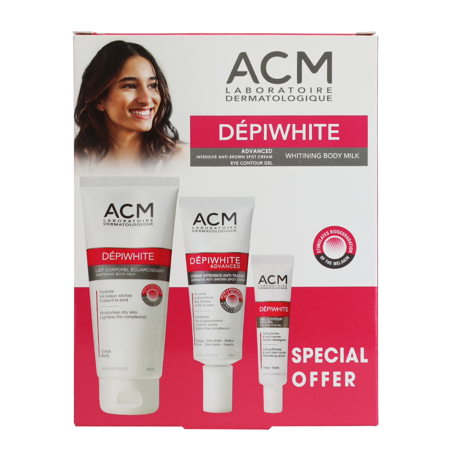 ACM Depiwhite Set1 (Body Milk + Eye Gel + Advance Cream)