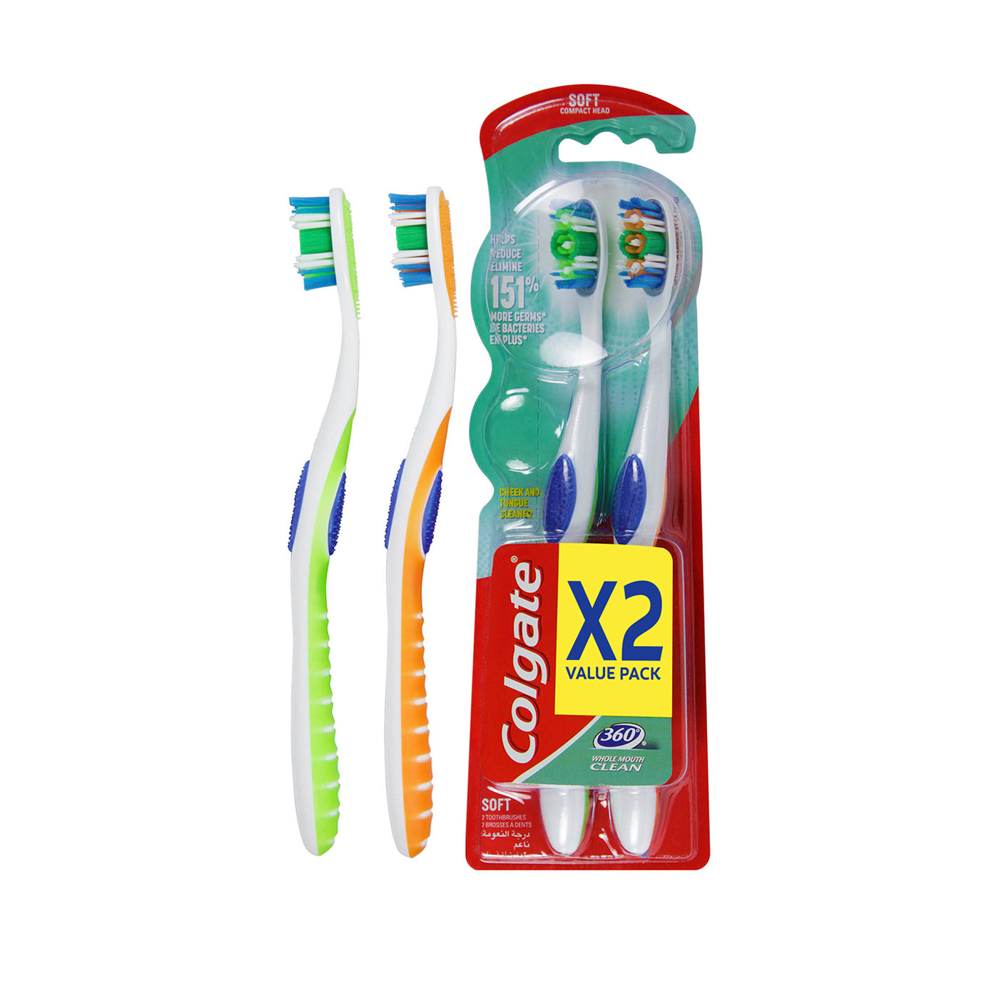 Colgate 360 Whole Mouth Clean Toothbrush Soft 2 Pcs 61000756