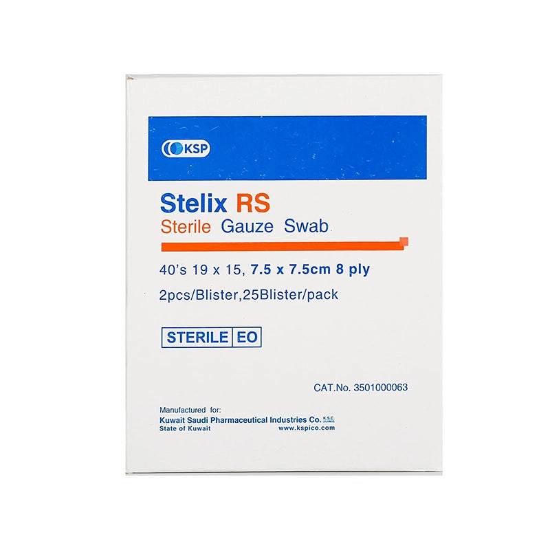 Stelix Sterile 8Ply Size 7.5Ãƒâ€”7.5Cm 40'S
