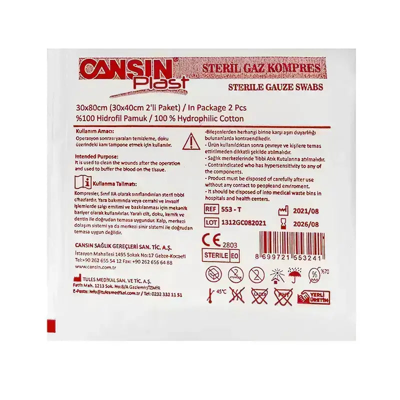Cansinplast Sterile Gauze Swabs 10X10 cm 2 pcs  553