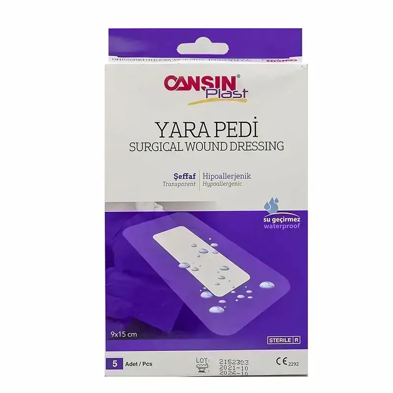 Cansin Plast Transparent Surgical Wound Dressing 9x15 cm 5 Pcs 523S Alqattan