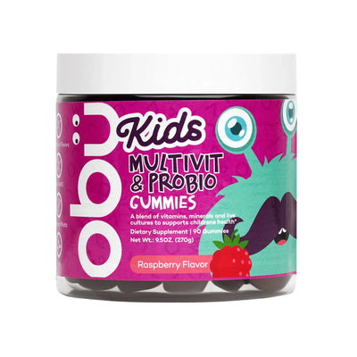 Obu Multivitamin & Probiotic For Kids Raspberry Flavor 90 Gummies