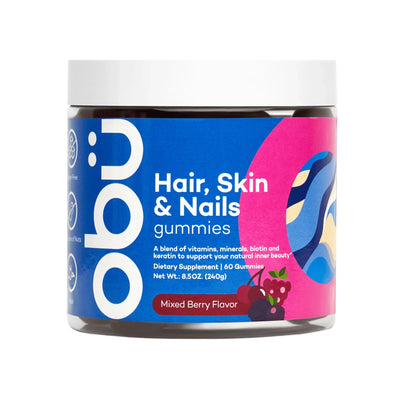 Obu Hair, Skin & Nails Gummies with Mixed Berry Flavor 60 Pcs
