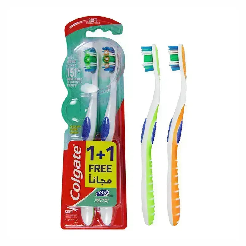 Colgate 360 Whole Mouth Clean Toothbrush Soft 1+1 Free