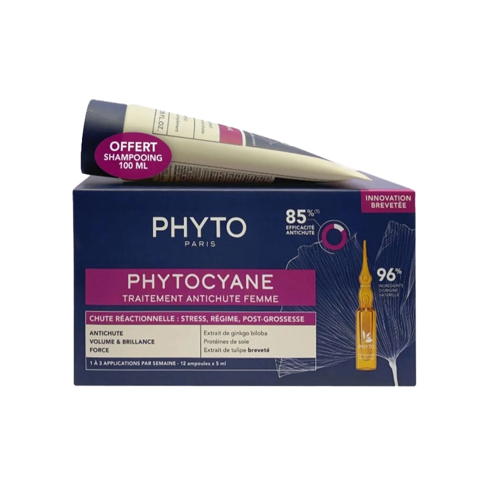 Phyto Phytocyane Reactional Ampoules For Woman + Shampoo 100 ml Free