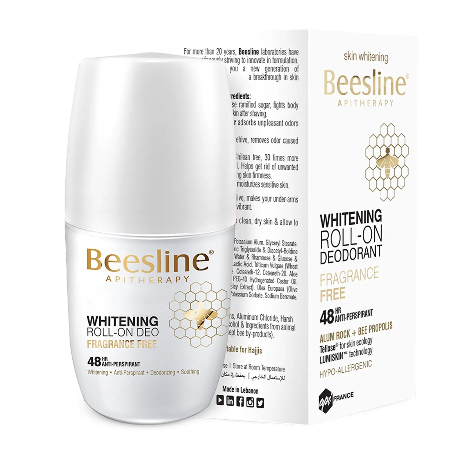 Beesline Whitening Deo Roll Fragrance Free 50ml
