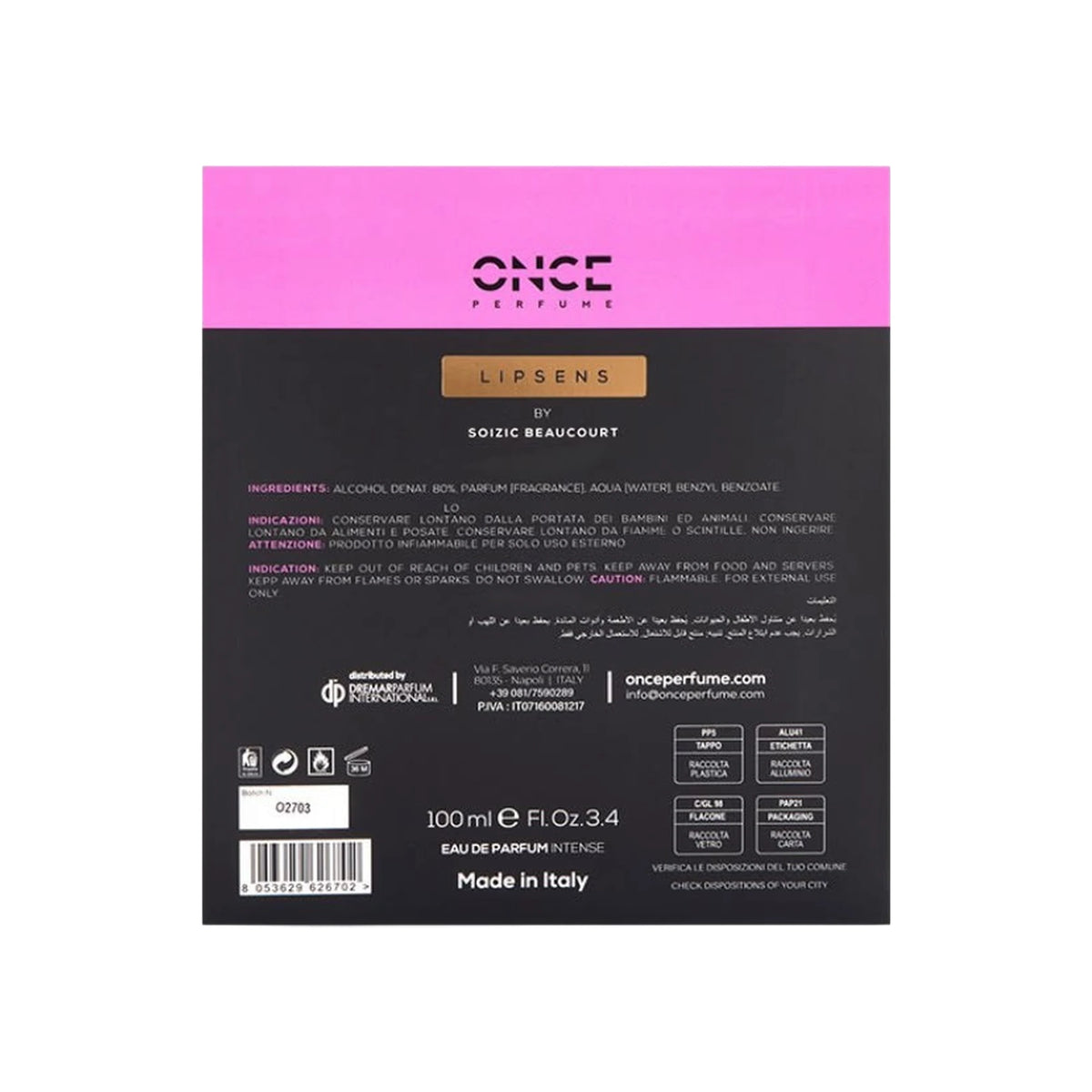 Once Lipsens Eau De Parfum