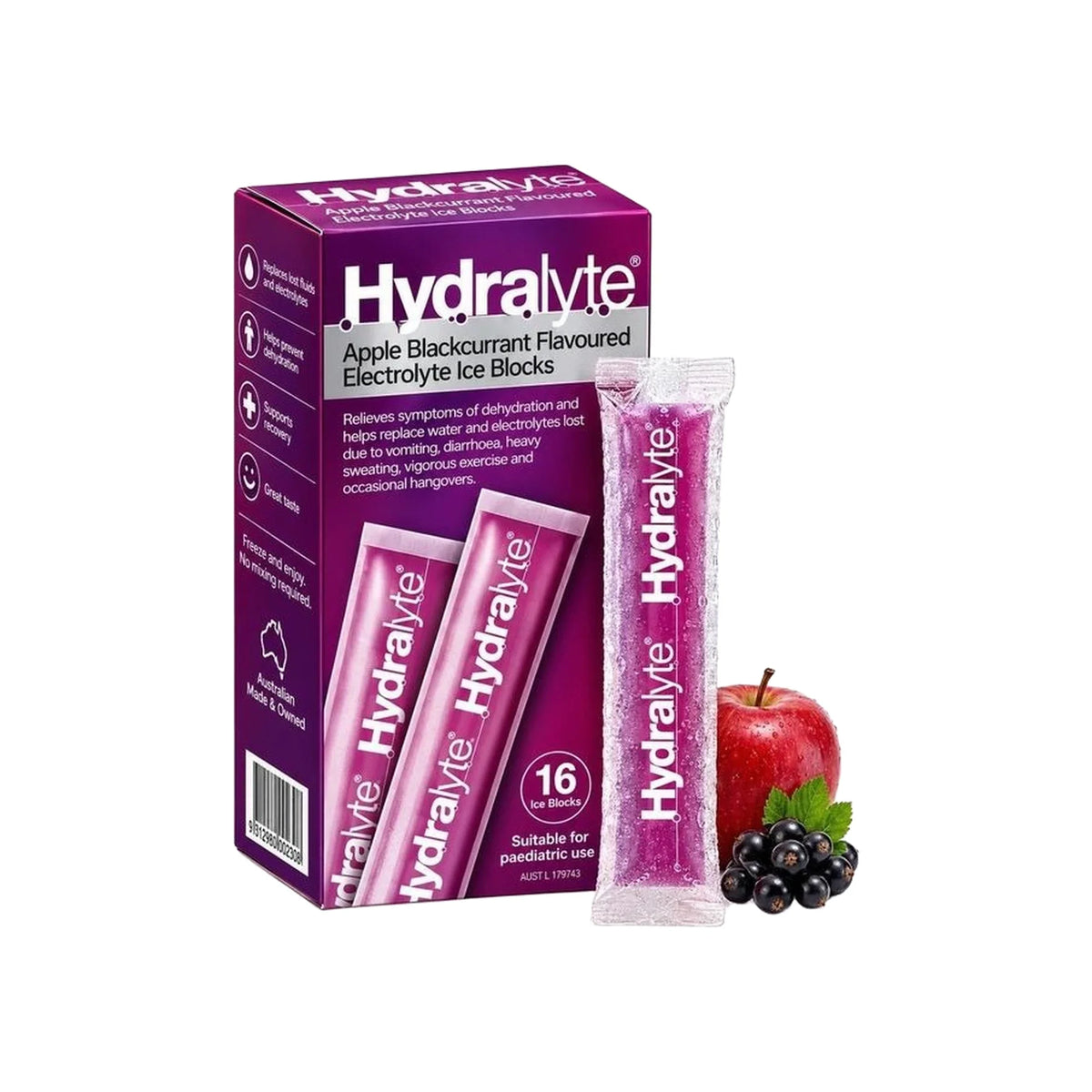 Hydralyte Apple Blackcurrant Electrolyte Ice Blocks 16s